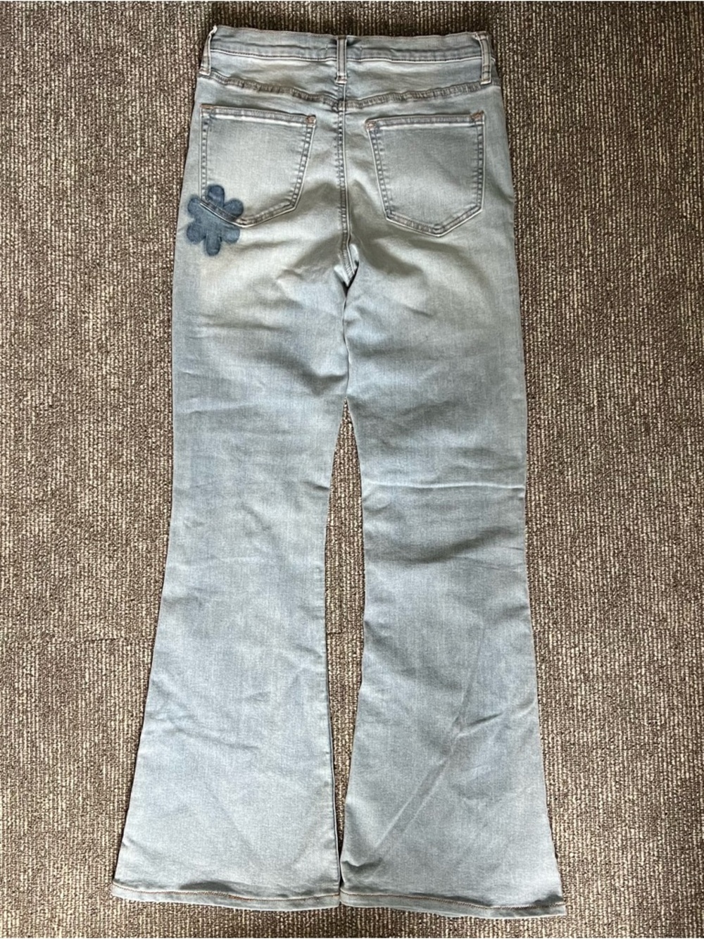 Altar’d State Light Wash Flare Jeans Floral Detail